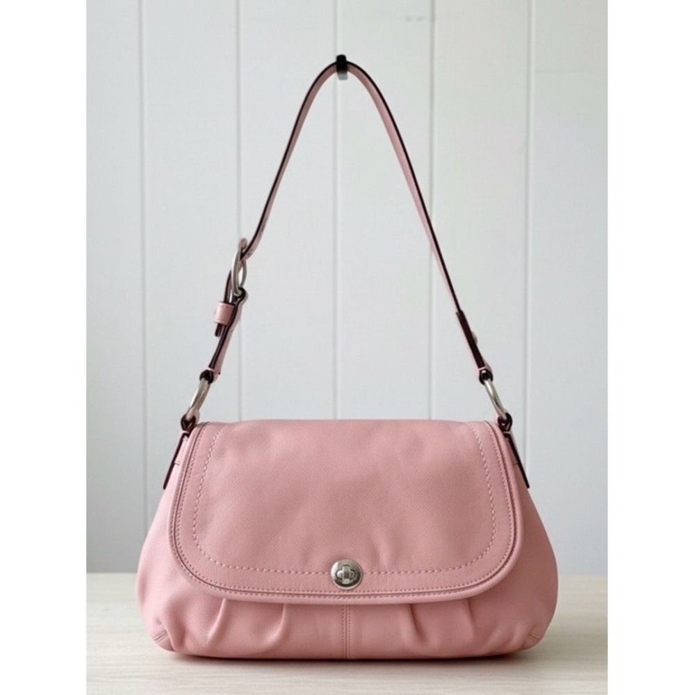 Coach Baby Pink Y2K Soho Pleated Flap Shoulder Bag Silver Hardware
